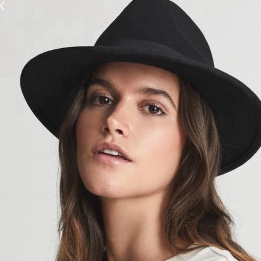 Reiss black wool fedora hat small medium